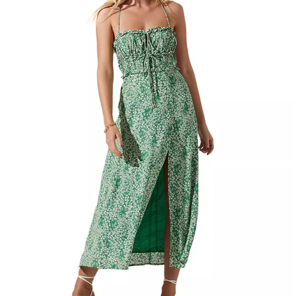 ASTR the Label Amalea Dress Size L Ditzy Green Floral‎ Wedding Guest